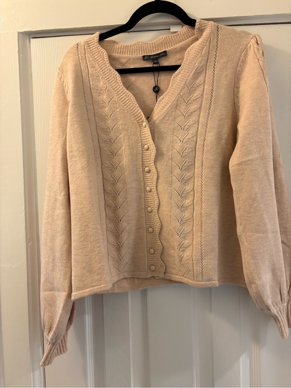Adrianna Papell Pointelle Button Cardigan